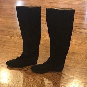 Lanvin Hidden Wedge Knee High Suede Boots